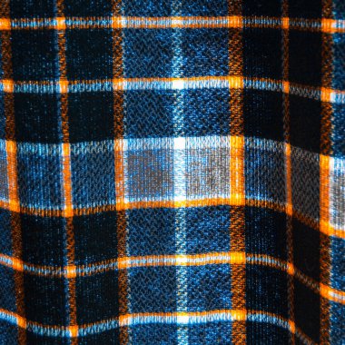 Klasik mavi damalı sarı tekstil deseni. İskoç hücresi.