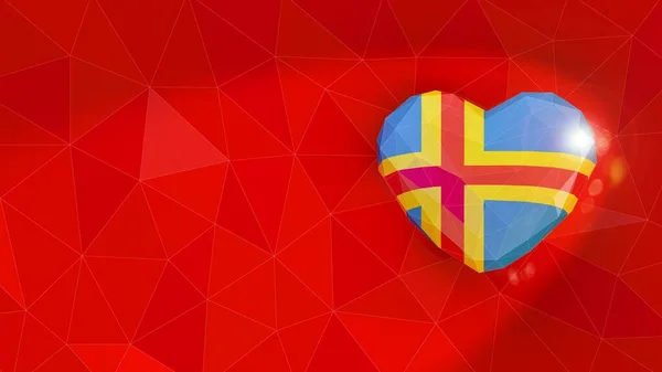 Aland Islands national flag 3D heart background. 3D illustration — Stock Photo, Image