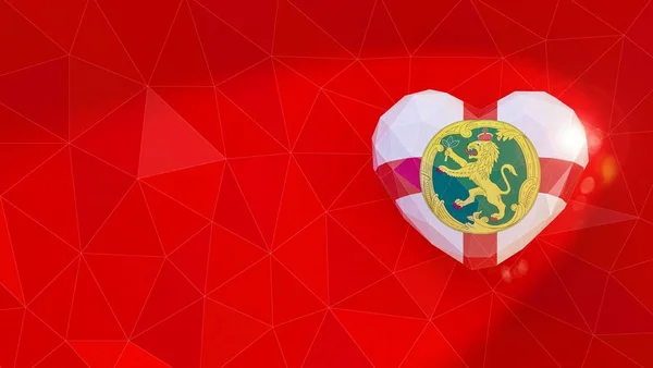 Alderney flaga narodowa tło 3d serca. Ilustracja 3D — Zdjęcie stockowe