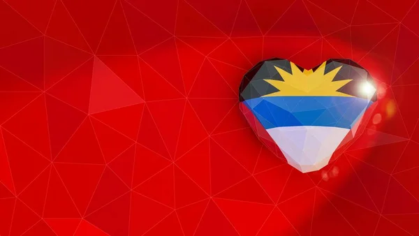 Antigua és Barbuda nemzeti zászló 3D szív háttér. 3d illúzió — Stock Fotó