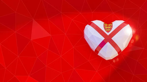 Bailiwick of Jersey national flag 3D heart background. 3D illust — ストック写真