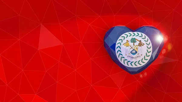 Belice bandera nacional 3D fondo del corazón. Ilustración 3D — Foto de Stock