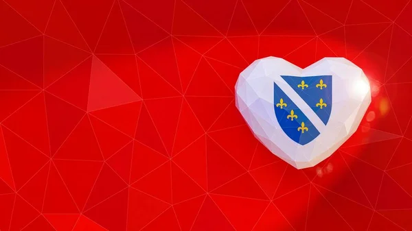 Bosnia and Herzegovina national flag 3D heart background. 3D ill — ストック写真