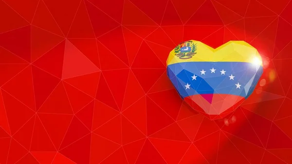 Bolivarian Republic of Venezuela national flag 3D heart backgrou — 图库照片