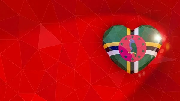 Commonwealth di Dominica bandiera nazionale 3D cuore sfondo. 3D i — Foto Stock