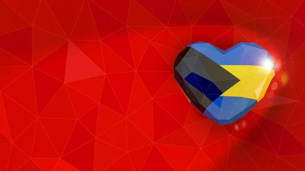 Commonwealth of The Bahamas national flag 3D heart background. 3 — Stock Photo, Image