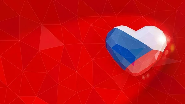 Народний прапор Чехії 3d серце. 3d illustratio — стокове фото