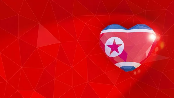 Popoli democratici Repubblica di Corea bandiera nazionale 3D cuore indietro — Foto Stock