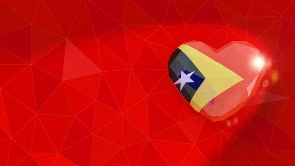 Democratic Republic of Timor national flag 3D heart background. — 图库照片