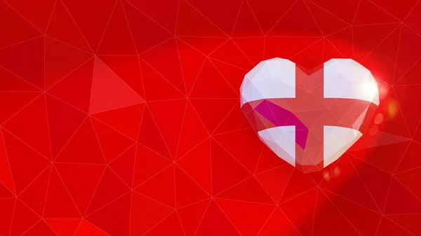 Inghilterra bandiera nazionale 3D sfondo del cuore. Illustrazione 3D — Foto Stock