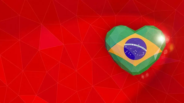 Repubblica Federativa del Brasile bandiera nazionale 3D cuore sfondo . — Foto Stock