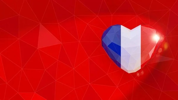 Национальный флаг Французской Республики 3D фон сердца. 3D иллюстрации — стоковое фото