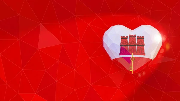 Национальный флаг Гибралтара 3D фон сердца. 3D иллюстрация — стоковое фото
