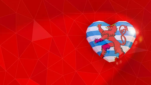 Великое Герцогство Люксембург национальный флаг 3D фон сердца. 3D — стоковое фото