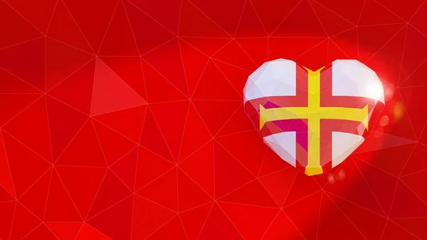 Guernsey national flag 3D heart background. 3D illustration — Stock Photo, Image