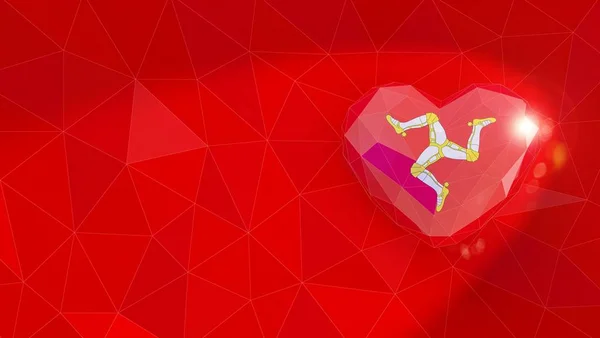 Isola di Man bandiera nazionale 3D sfondo del cuore. Illustrazione 3D — Foto Stock