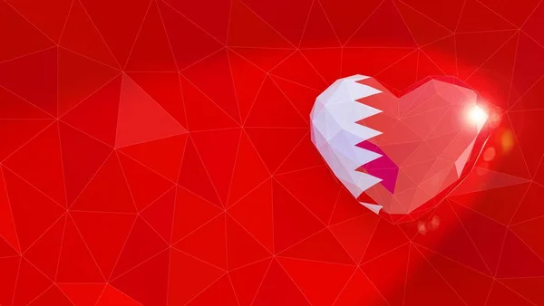 Regno del Bahrein bandiera nazionale 3D cuore sfondo. Illustr 3D — Foto Stock