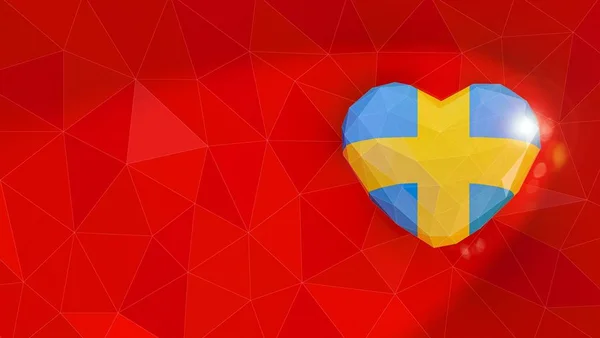 Kingdom of Sweden national flag 3D heart background. 3D illustra — Stock Photo, Image