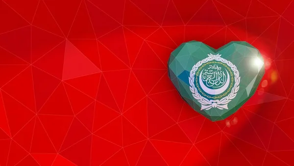 Lega degli Stati arabi bandiera nazionale 3D sfondo del cuore. Illu 3D — Foto Stock