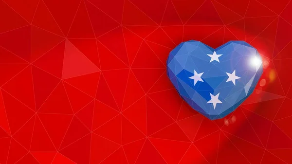 Micronesia bandiera nazionale 3D sfondo del cuore. Illustrazione 3D — Foto Stock
