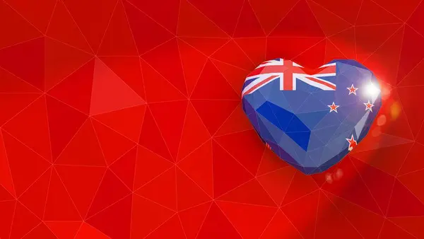 Bandera nacional de Nueva Zelanda 3D fondo del corazón. Ilustración 3D —  Fotos de Stock