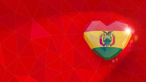 多民族玻利维亚国国旗3D心脏背景 — 图库照片