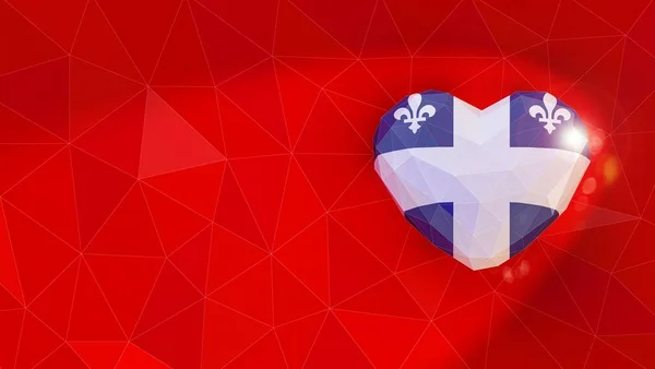 Национальный флаг Квебека 3D фон сердца. 3D иллюстрация — стоковое фото