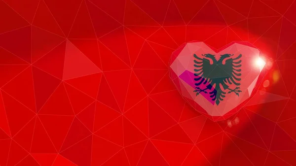 Repubblica di Albania bandiera nazionale 3D sfondo del cuore. illust 3D — Foto Stock