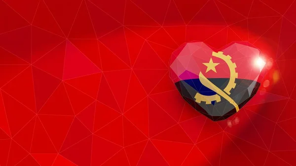 Köztársaság Angola nemzeti zászló 3d szív háttér. 3d illúzió — Stock Fotó
