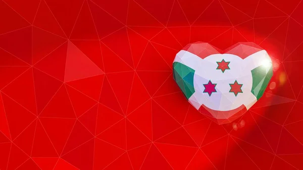 Republic of Burundi national flag 3D heart background. 3D illust — Stock Photo, Image