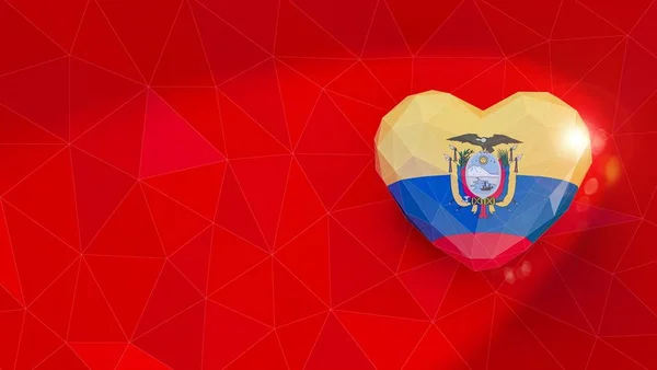 厄瓜多尔共和国国旗3D心脏背景。 3d疾病 — 图库照片