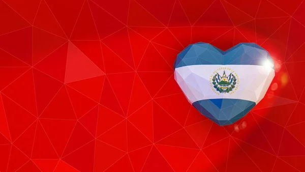 Bandera Nacional República de El Salvador Fondo Corazón 3D. 3D il — Foto de Stock