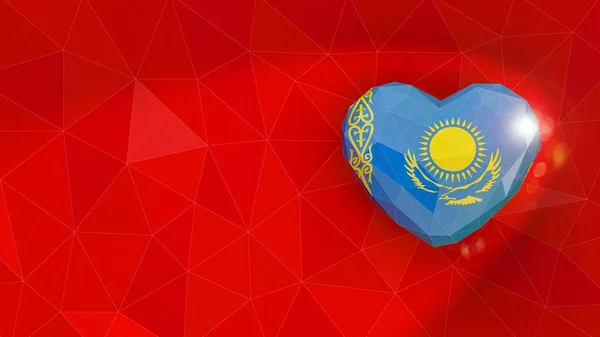 Національний прапор Республіки Казахстан 3d heart background. 3d хворий — стокове фото