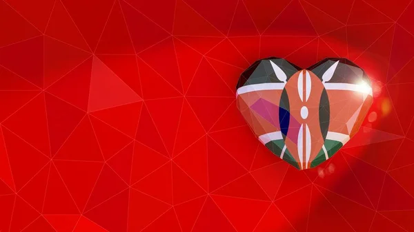 Repubblica del Kenya bandiera nazionale 3D sfondo del cuore. Illustrazione 3D — Foto Stock