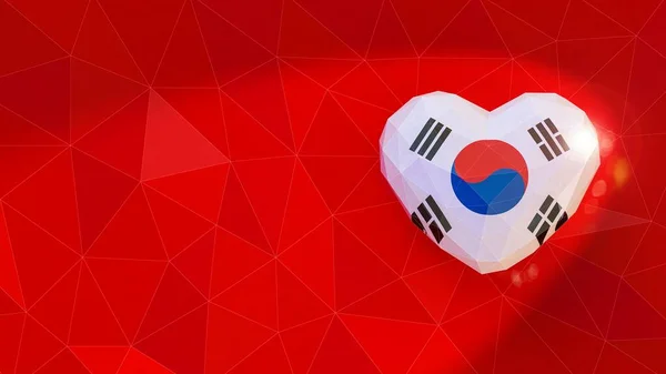 República de Corea bandera nacional 3D fondo del corazón. Ilustraciones 3D —  Fotos de Stock