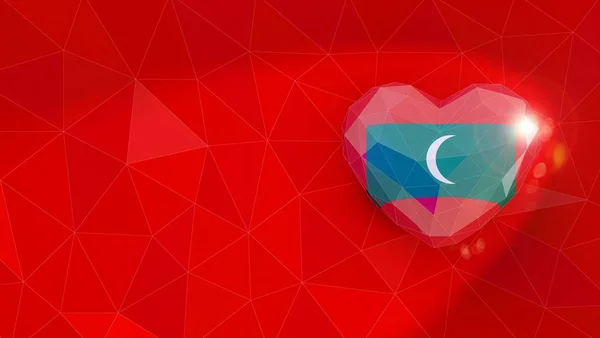 Республика Мальдивы национальный флаг 3D фон сердца. Трехмерное безобразие — стоковое фото