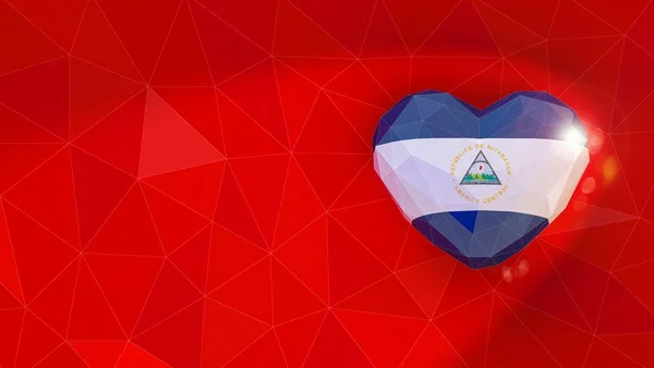 Bandera nacional de la República de Nicaragua Fondo corazón 3D. Ilustración 3D — Foto de Stock