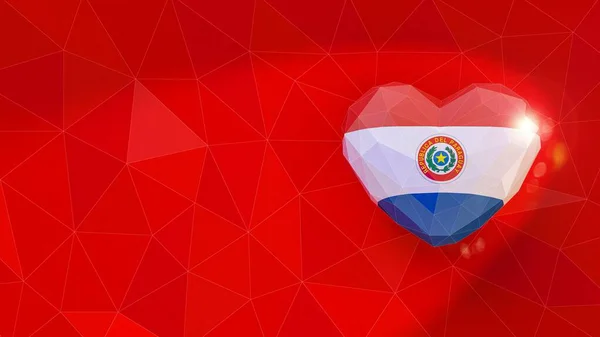 Republika Paraguay národní vlajka 3d srdce pozadí. 3D osvětlení — Stock fotografie