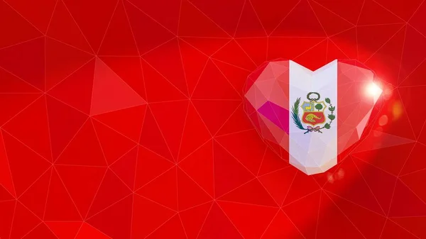 Republika Peru národní vlajka 3d srdce pozadí. 3D ilustrace — Stock fotografie