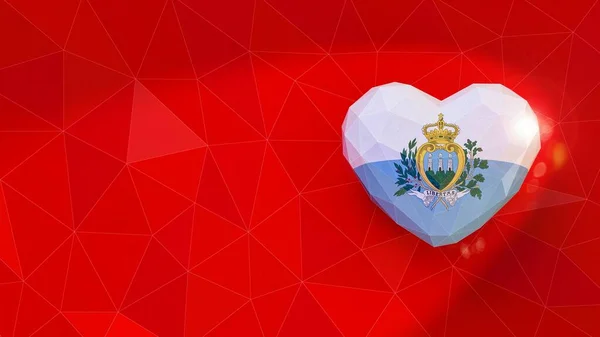 República de San Marino bandeira nacional 3D fundo do coração. Doente 3D — Fotografia de Stock