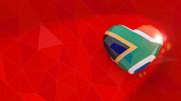Repubblica del Sudafrica bandiera nazionale 3D sfondo del cuore. 3D i — Foto Stock