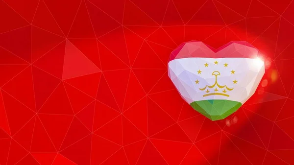 Tádzsik Köztársaság nemzeti zászló 3d szív háttér. 3d beteg — Stock Fotó