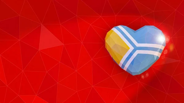 Державний прапор Республіки Тува 3d heart background. 3d illustrat — стокове фото