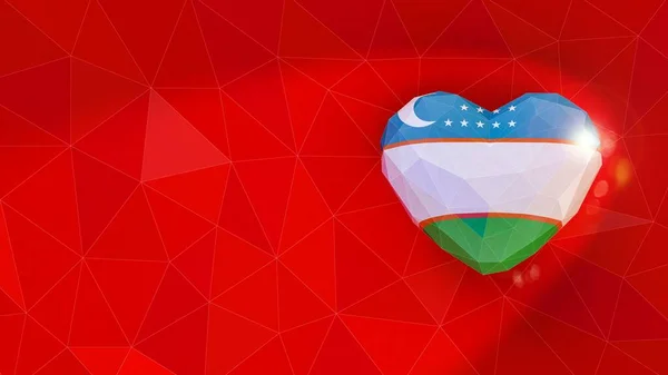 Національний прапор Республіки Узбекистан 3d heart background. 3d хворий — стокове фото