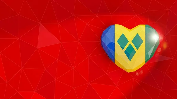 Saint Vincent and the Grenadines national flag 3d heart backgrou — стокове фото