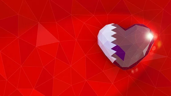 Stato del Qatar bandiera nazionale 3D sfondo del cuore. Illustrazione 3D — Foto Stock