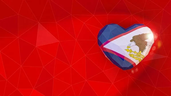 Terület Amerikai Szamoa nemzeti zászló 3D szív háttér. 3. — Stock Fotó