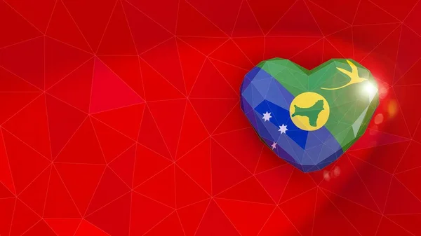 Território da Ilha de Natal bandeira nacional 3D fundo do coração . — Fotografia de Stock