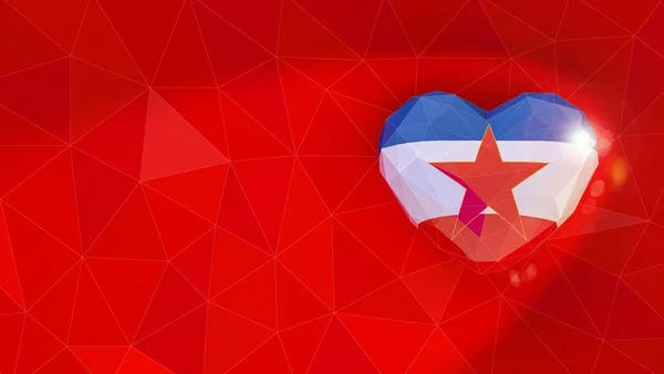 Yougoslavie bandera nacional 3D fondo del corazón. Ilustración 3D — Foto de Stock