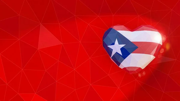 Commonwealth di Porto Rico bandiera nazionale 3D sfondo del cuore. 3. — Foto Stock
